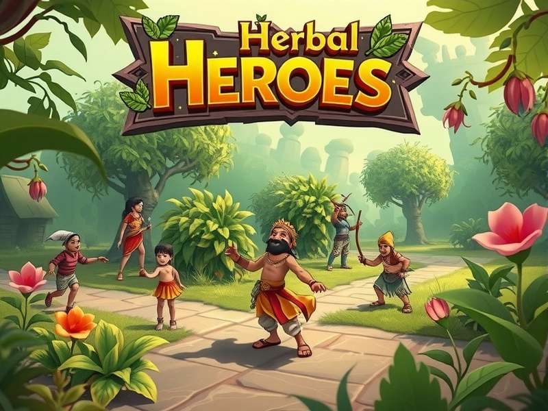Herbal Heroes gameplay screenshot showing herb garden and combat